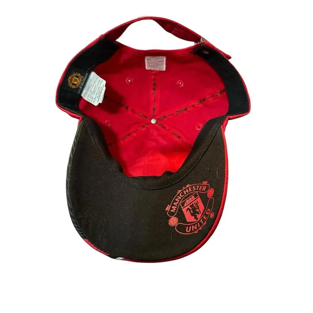 Manchester United Football Club Soccer Adjustable Sports Hat Cap Red Logo